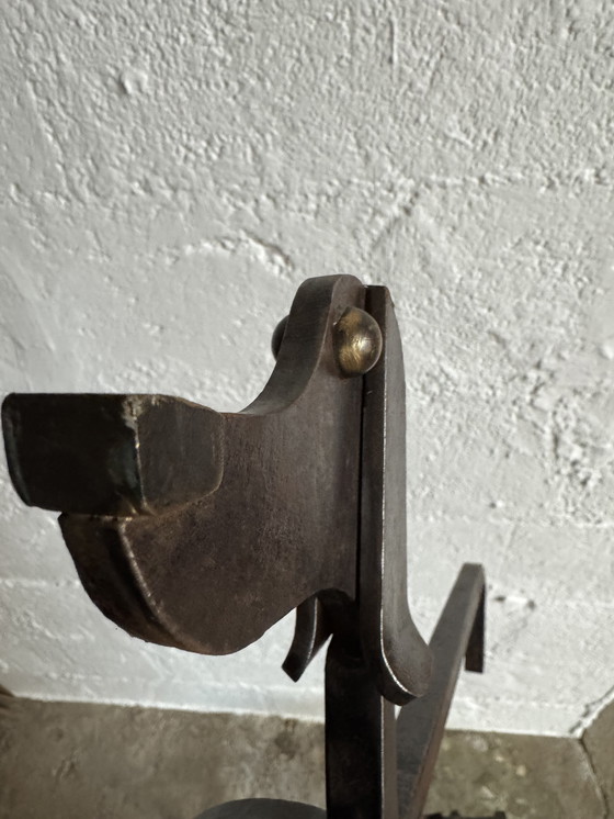 Image 1 of Wrought iron and bronze andirons by Édouard Schenck, 1950s