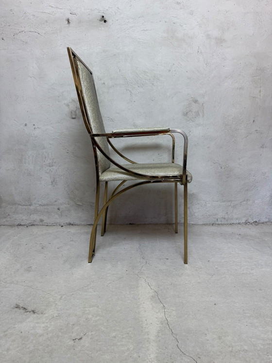 Beautiful Set of 6 Vintage Hollywood Regency Dining chairs – Belgochrom – Textile (photo 13 of 14)