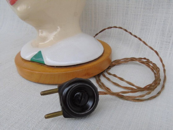 Image 1 of Vintage 1950s Ceramic Clown Head Table Lamp | Mid-Century Modern
