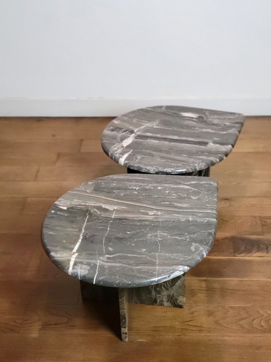 Image 1 of Vintage organically shaped marble side tables, Germany 1970
