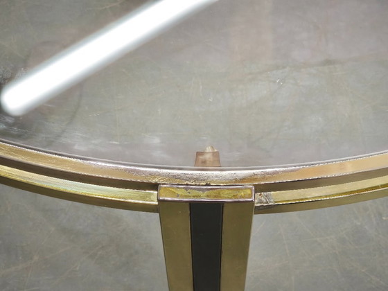 Image 1 of Italian Brass and Glass Round Coffee Table, 1970s