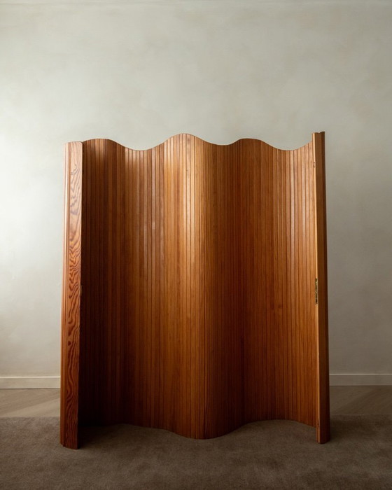 Image 1 of Vintage Art Deco grenen kamerscherm van Jomain Baumann voor Baumann, jaren 1930.