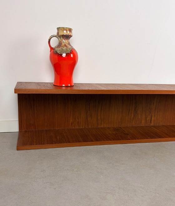 Image 1 of Teak wandplank, Wilhelm Renz stijl, zwevende plank, u plank
