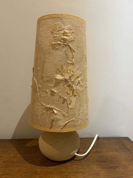 Image 1 of Stone lamp with a dried flower lampshade, 1970