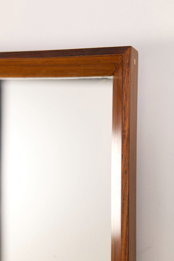 Image 1 of Rosewood mirror with brass pins, AM spejle Denmark, 1960's