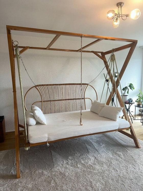 Hollywood schommelbank van acaciahout, ligbed, boho chic – Ligbed tuin, Textile (photo 3 of 5)