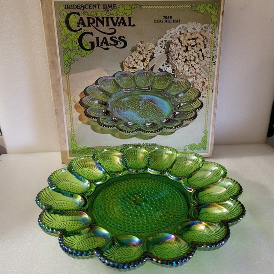 Image 1 of Aperitiefschaal van carnavalsglas, Indiana, VS, vintage 1960-1970
