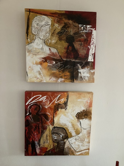 2x kunstwerk Dario Bosa 60x60 cm