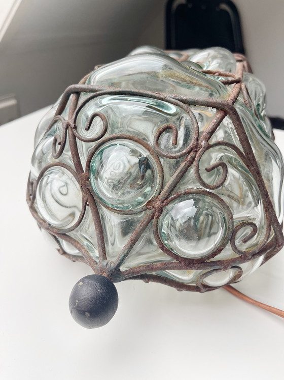 Image 1 of Vintage Murano wrought iron lantern | Glass blown into metal