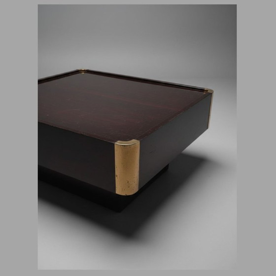 Image 1 of Vintage Belgochrom gelakte salontafel met messing hoeken