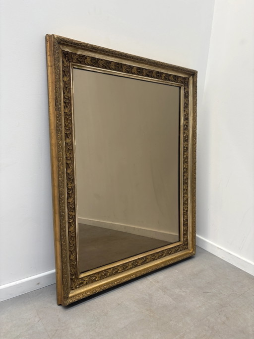 Large Ornate Gold-Tone Mirror with Smoked Glass