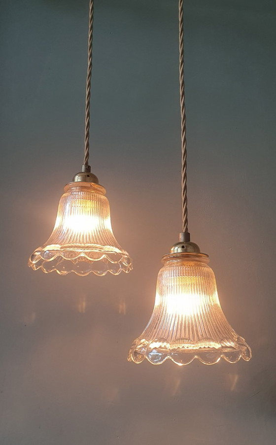 Set of 2 Holophane pendant lamps, Art Deco – Metal (photo 14 of 23)