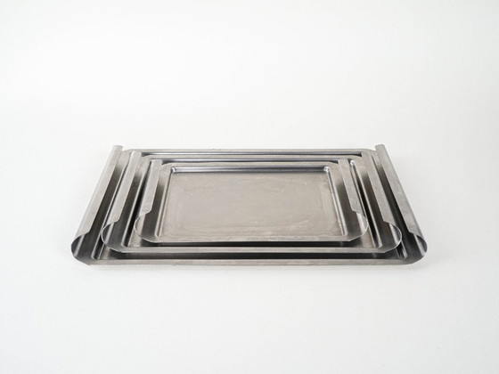 Image 1 of Set di vassoi in acciaio inox, design italiano, anni '70, made in Italy