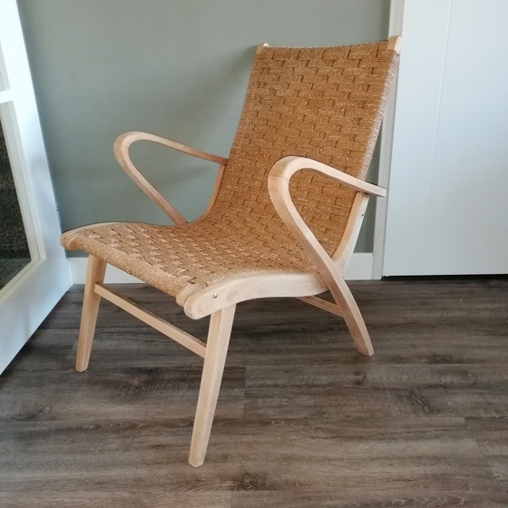 Image 1 of Mid Century Fauteuil Met Zitting Van Zeegraskoord