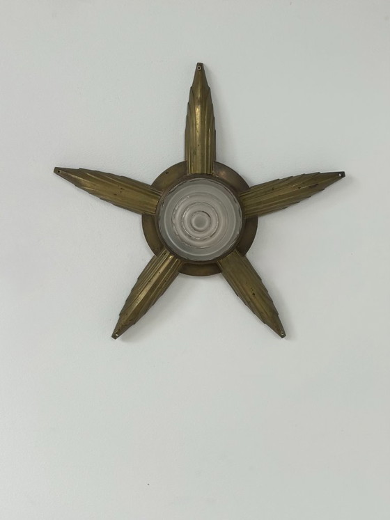Image 1 of Vintage wall sconce in bronze and frosted glass, France, 1930