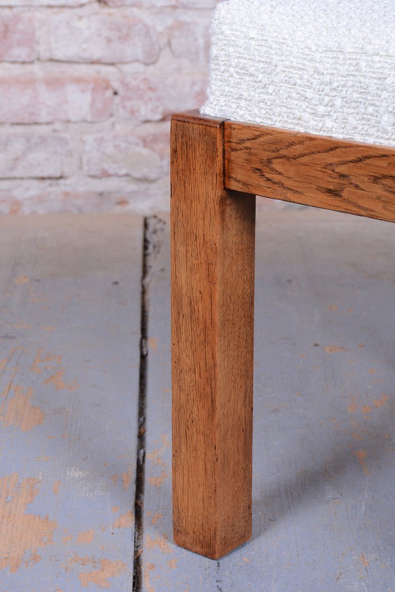 Sgabello Art Déco restaurato, di Krásná Jizba, Rovere, Rivestito, Ceco, anni '30, Poggiapiedi e pouf, Legno (foto 2 di 8)
