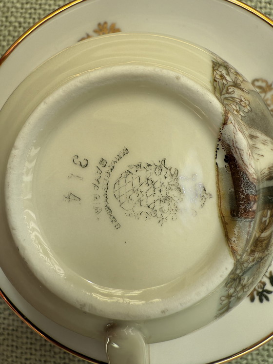 Image 1 of Tazza da caffè/piattino Limoges/Bavaria - dipinta a mano in oro