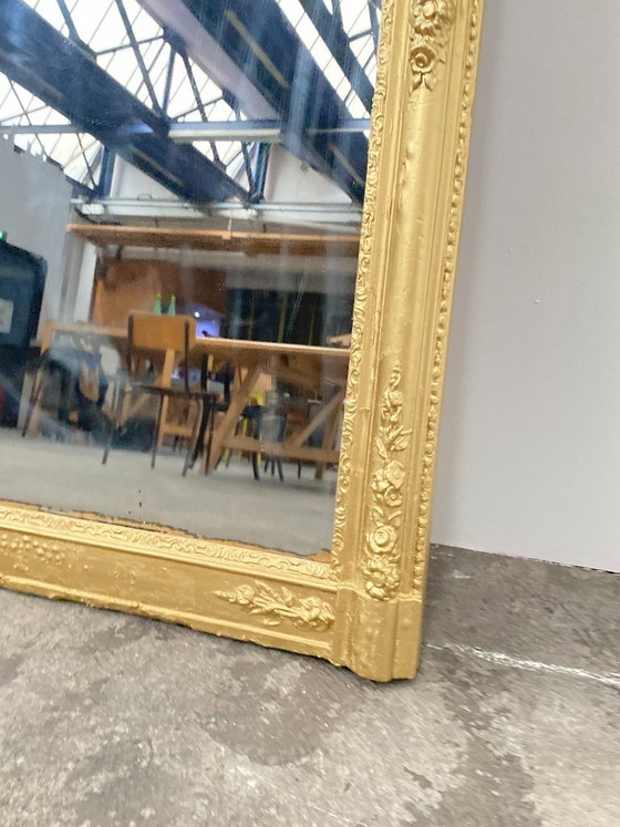 Image 1 of Stuccoed and gilded wooden mirror, 115cm high, 19th century, France