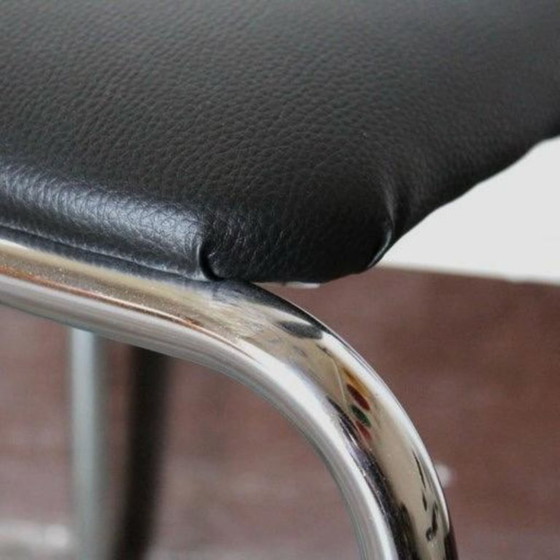 Image 1 of Set di 4 sedie da pranzo vintage cromate, in acciaio cromato e similpelle, Italia, 1970