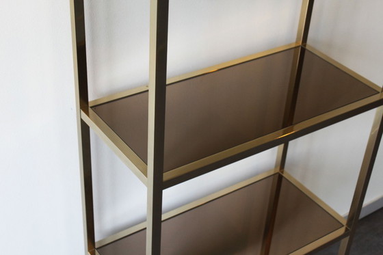 Image 1 of Etagère en verre fumé et miroité, style Hollywood Regency, 70’s.