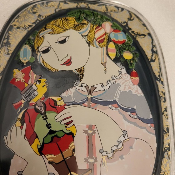 Image 1 of Oval convex frame and painting on glass, Clara Nutcracker Rosenthal, Bjorn Wiinblad Sweden