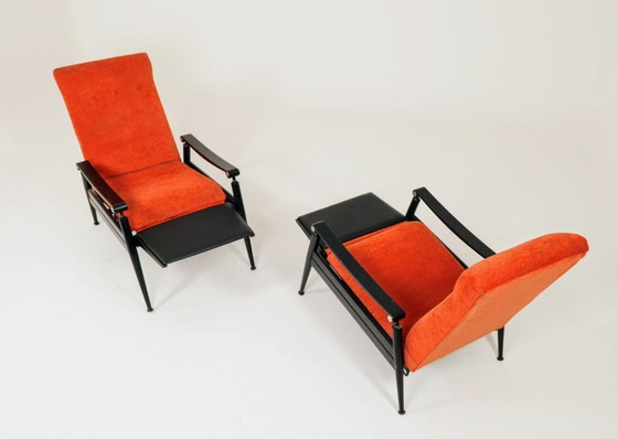 Image 1 of Set di due poltrone Mid-Century, funzione pieghevole, condizioni originali, anni '60