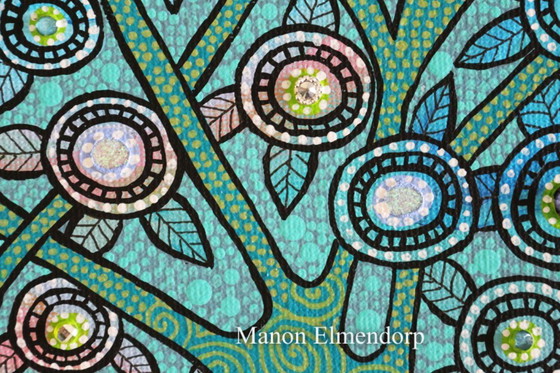 Image 1 of Cuadro único de un pequeño zorro ártico pintado a mano. Nuevo. 18x24 cm.