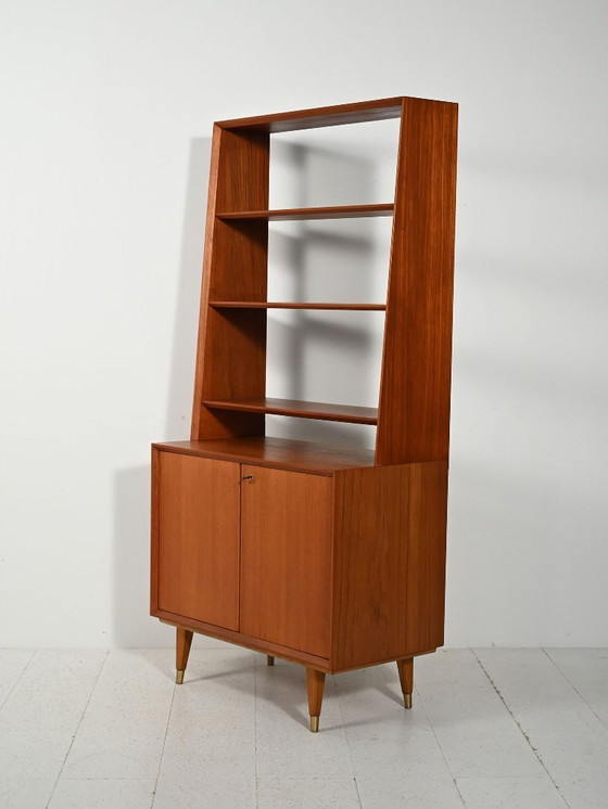 Image 1 of Scandinavische teakhouten boekenkast met kastje, jaren 1950-1960