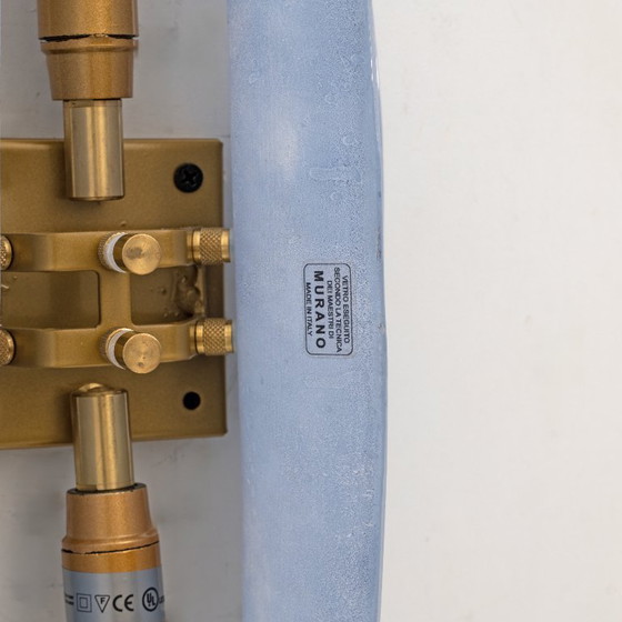 Image 1 of Coppia di appliques in vetro di Murano in stile Fontana Arte, metà del secolo scorso