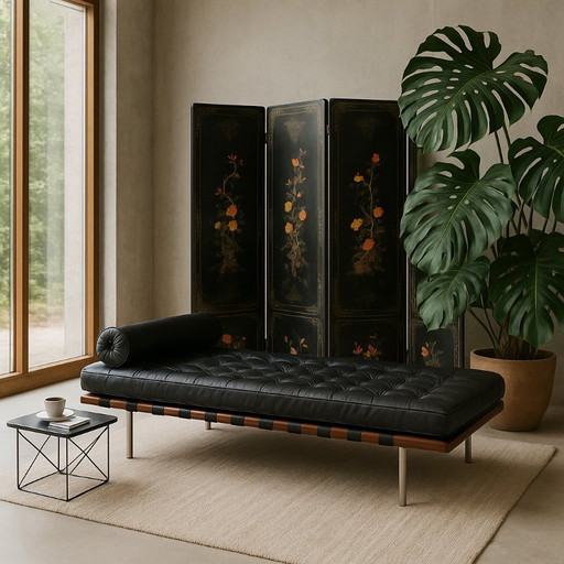 Biombo chino de mediados de siglo XX, de esteatita pintada a mano, década de 1950