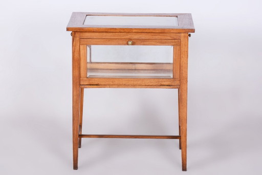 Gerestaureerde art-deco serveerwagen, walnoothout, facetgeslepen glas, Tsjechisch, jaren 1920 – Wood (photo 2 of 12)