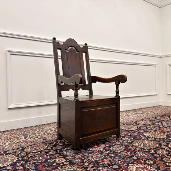 Klassiek Engelse 17e-eeuwse Commode Stoel kopen?, Fauteuils (foto 9 van 9)