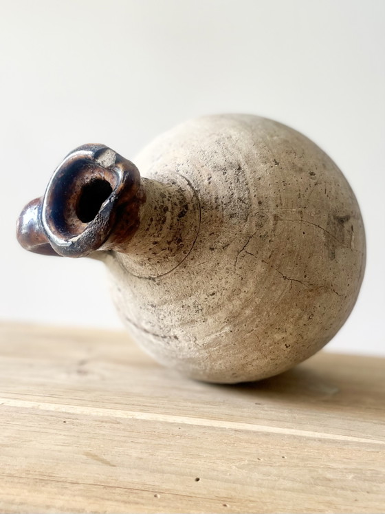 Image 1 of French Antique Jug Pitcher french pottery · farmhouse decor · primitive earthenware · country french decor 