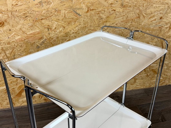 Image 1 of 1960s/70s Serving Trolley/Dinette Side Table, Space Age Design, Chrome/White