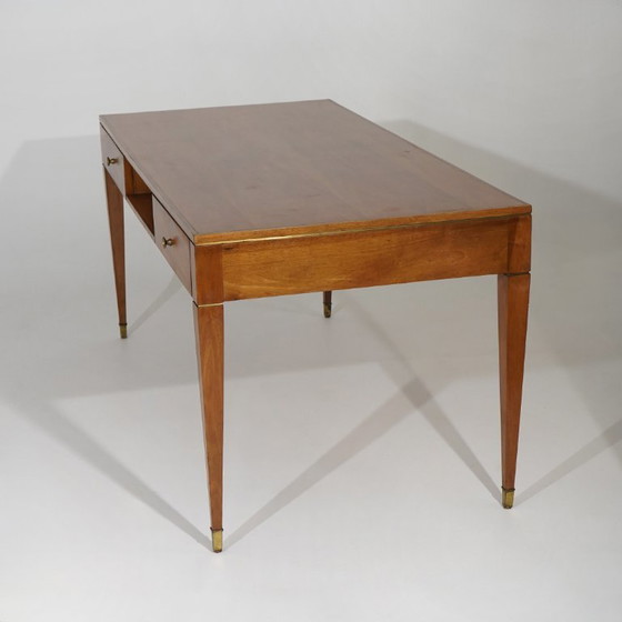 Schreibtisch aus Walnussholz mit Messingdetails, 1950er Jahre – Brass (photo 5 of 14)
