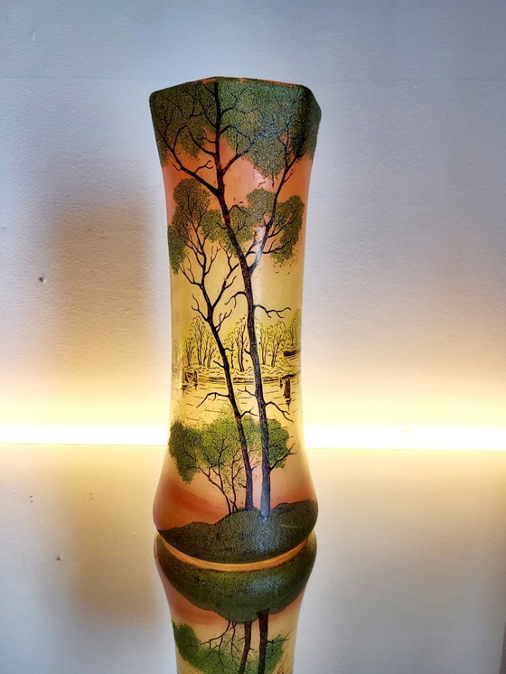 Image 1 of Art Nouveau vase, Théodore Legras, enameled glass vases, set