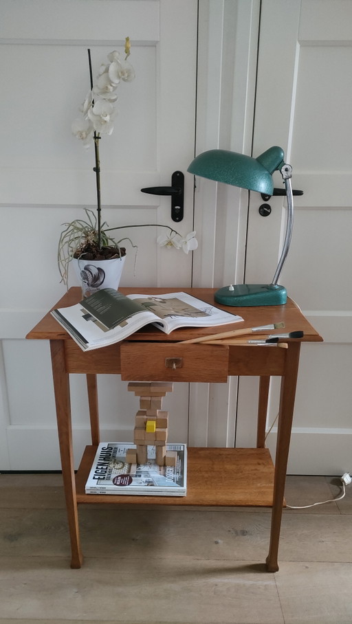 Antieke sidetable art deco tafel vintage tafeltje eiken
