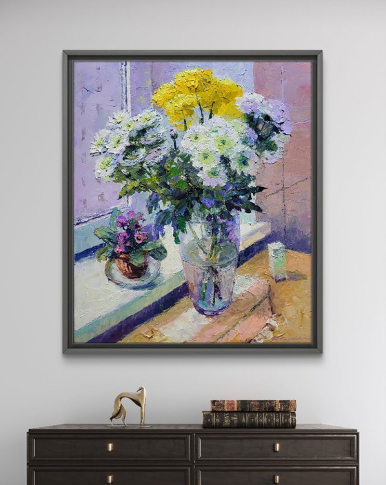 Image 1 of Flowers in a Vase on the Windowsill