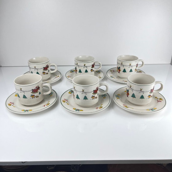 Image 1 of Set di tazze da caffè/tè natalizie per 6 persone , 1980