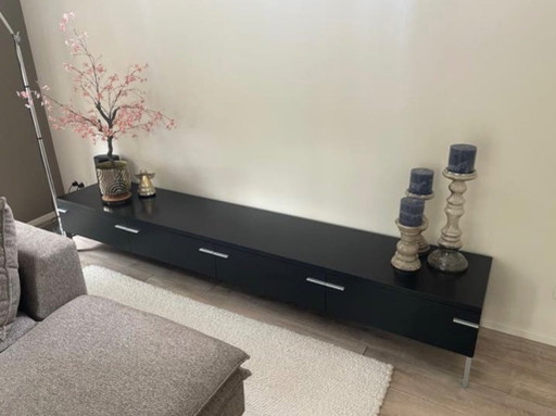 Pastoe Sideboard Black with Aluminum Handles and Legs