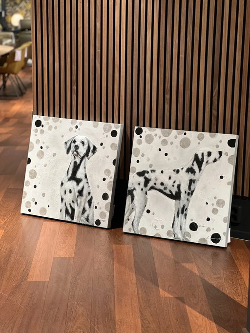 Set van 2 schilderijen hond MondiArt