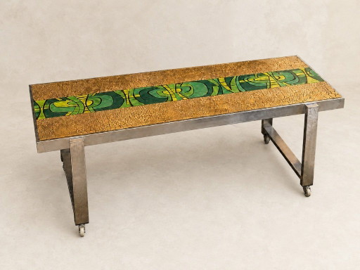 Mid Century Sidetable Antonio De Nisco (Signed) – salontafels, Ceramic, Metal