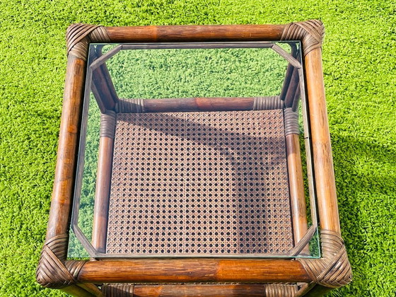 Image 1 of Table d'appoint en bambou ~ Style vintage années 70 ~ Table basse