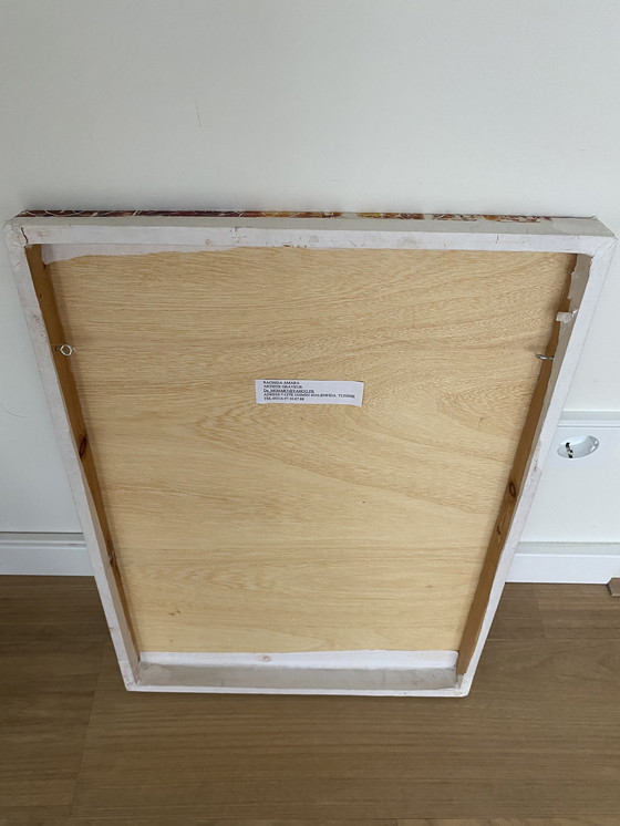 Image 1 of Schilderij  gemaakt op houd met een linoleum print gesigneerd 