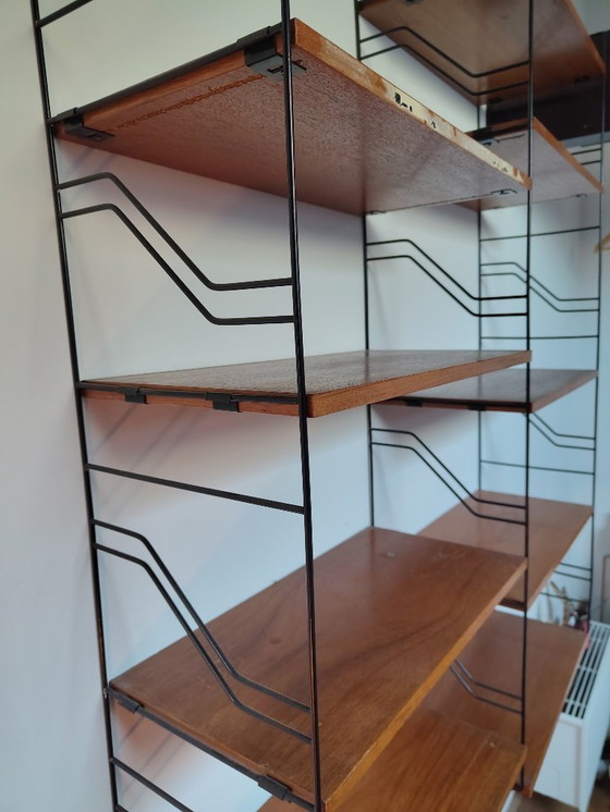 Image 1 of Système mural modulaire vintage en métal et bois de teck