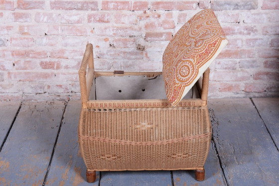 Original Art Deco Stool, Wood, Hemp, Well-Preserved Condition, Czech, 1940s – Footstools & poufs, Textile (photo 10 of 13)