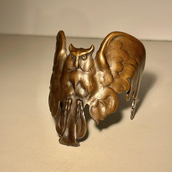 Bracciale Art Nouveau Gufo con Ali Spiegate Bronzo con Patina di Rame – Oggetti decorativi, Bronze, Copper (photo 10 of 10)
