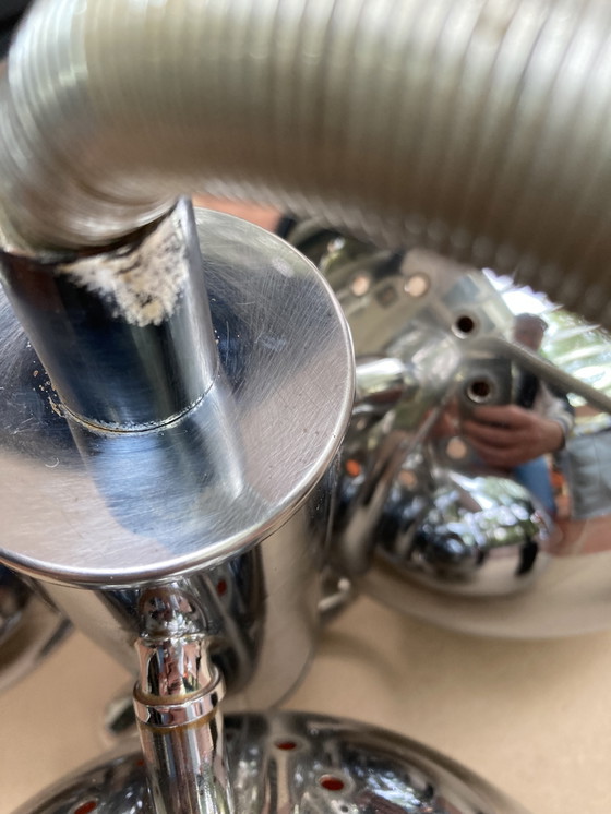 Image 1 of Chrome-plated Metal Hanging Lamp, Italian Work, 70s, Flower Shape, Interior, Orange, Attributed to Goffredo Reggiani