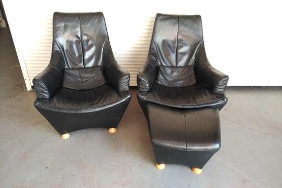 Image 1 of 2x Design Fauteuil + Hocker The Future Sitting Vision Noir