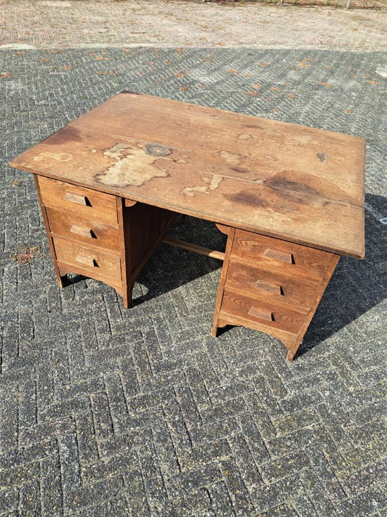 Scrivania doppia vintage in legno con cassetti originali – Scrivanie, Wood (photo 8 of 8)